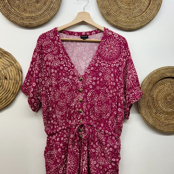 Torrid Pink Button Front Tie Waist Print Short Sleeve Romper Shorts Plus Size 1X - Picture 4 of 6